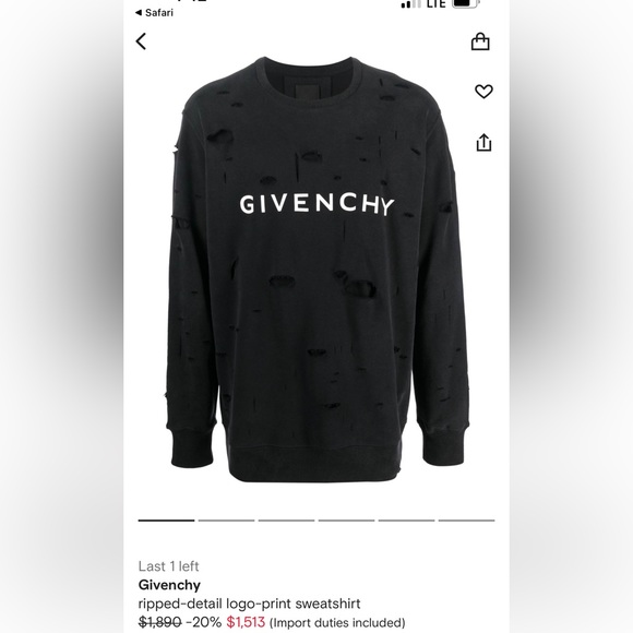 GIVENCHY Distressed Logo Cotton Crewneck Men’s XL - Picture 4 of 4